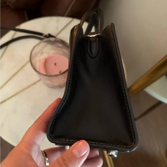 Coach Embossed C Black Leather Handbag Crossbody - Picture 4 of 15